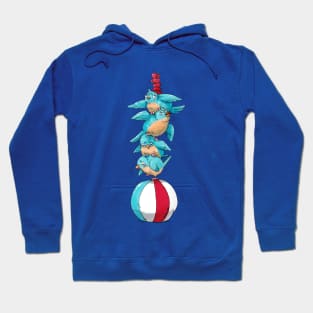 Blue Birds Balancing Boiling Beverages on a Beach Ball Hoodie